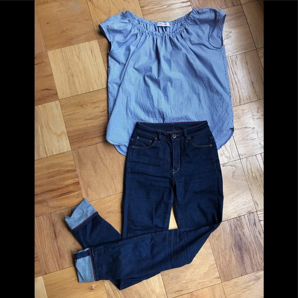 Cotton Blue and White Striped Blouse